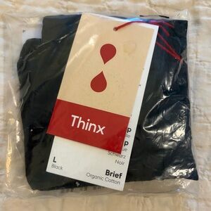 Thinx Women’s Black Organic Cotton Brief - SZ L - NWT